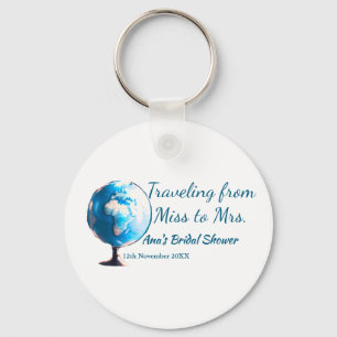Travel bridal shower add name date miss to Mrs sim Keychain