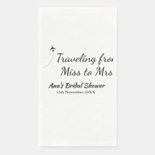 Travel bridal shower add name date miss to Mrs sim Napkin