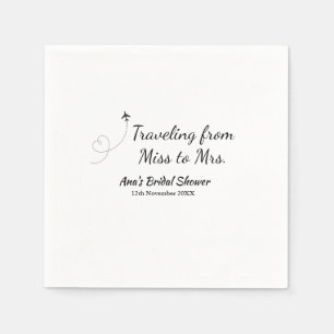 Travel bridal shower add name date miss to Mrs sim Napkin