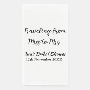 Travel bridal shower add name date miss to Mrs sim Napkin