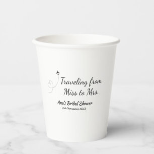 Travel bridal shower add name date miss to Mrs sim Paper Cups