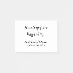 Travel bridal shower add name date miss to Mrs sim Post-it Notes