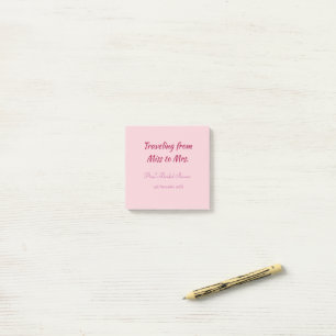 Travel bridal shower add name date miss to Mrs sim Post-it Notes
