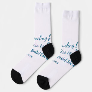 Travel bridal shower add name date miss to Mrs sim Socks