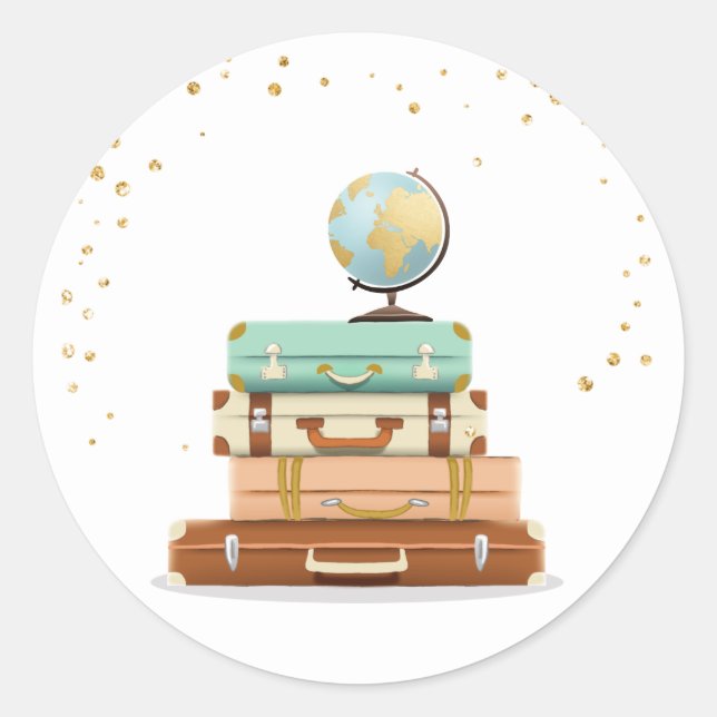 Travel Bridal shower Adventure Miss to Mrs Favour Classic Round Sticker (Front)