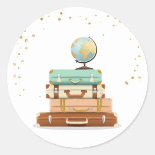 Travel Bridal shower Adventure Miss to Mrs Favour Classic Round Sticker