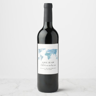 Travel Bridal Shower Love Is An Adventure Wine Label