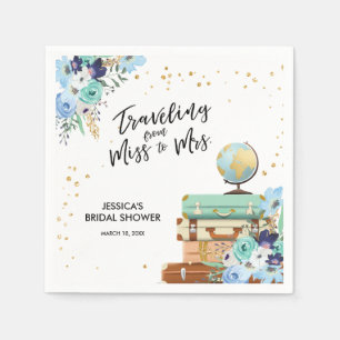 Travel Bridal shower Paper Napkin Miss to Mrs