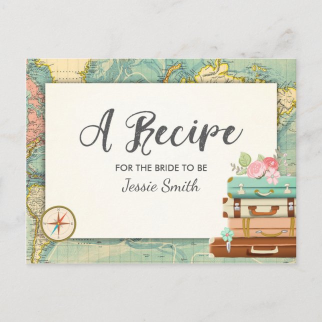 Travel Bridal Shower Recipe Card Miss to Mrs (Front)