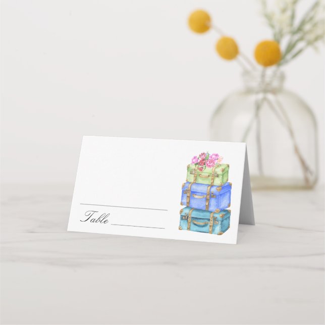 Travel bridal shower - wedding place cards (Front)