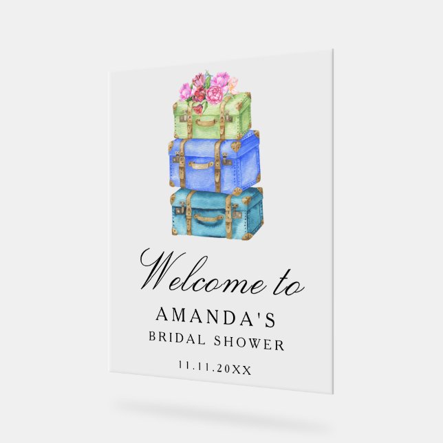 Travel bridal shower welcome sign (Angle)