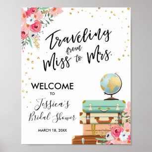 Travel Bridal shower Welcome Sign Miss to Mrs