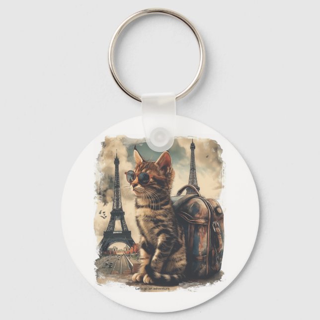 Travel Buddy Cat Keychain (Front)