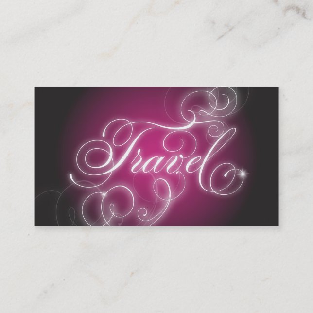 Travel Business Card Elegant Flourish Glow (Front)