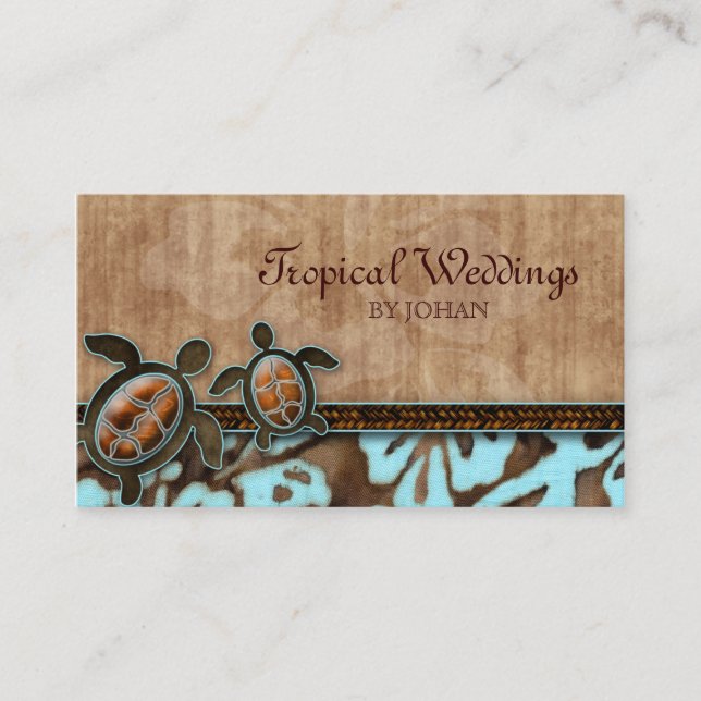 Travel Business Card Turtles Brown Blue (Front)