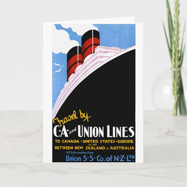 Travel by C and A and Union Lines Card (Front)