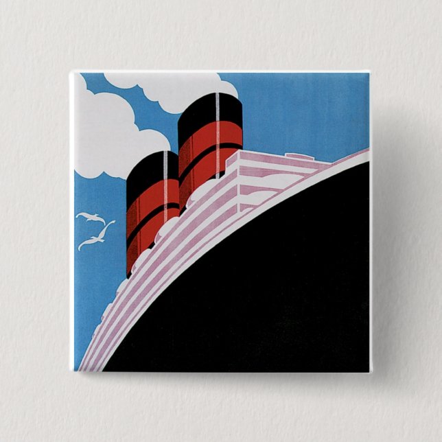 Travel by CA and Union Lines 2 Inch Square Button (Front)