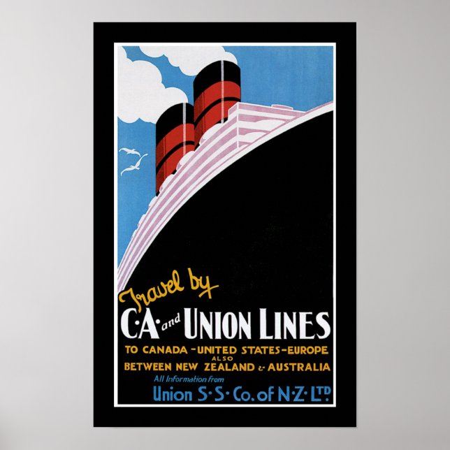 Travel by CA and Union Lines Poster (Front)