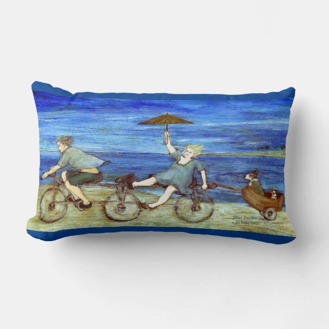 Travel by Tandem Bicycle Lumbar Pillow (Front)