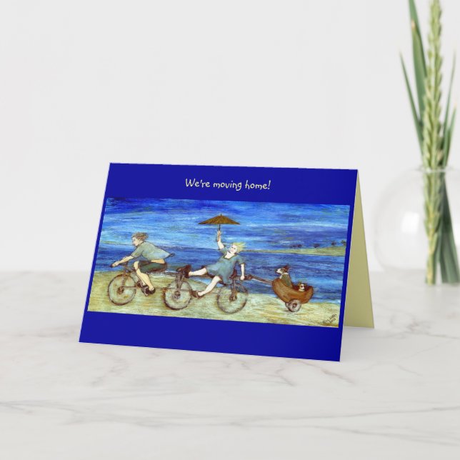Travel by Tandem Bicycle Moving Home Announcement (Front)