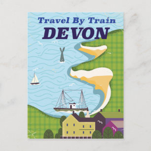 Travel By Train Devon Postcard