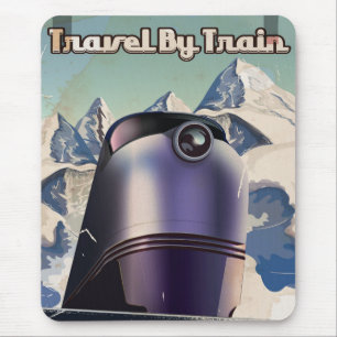 Travel By Train Sci-Fi vintage art Mouse Pad