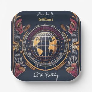 Travel Cabin Beach Destination 18th Birthday Paper Plate