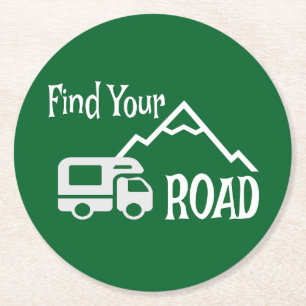 Travel Camping RV Find Your Road Round Paper Coaster