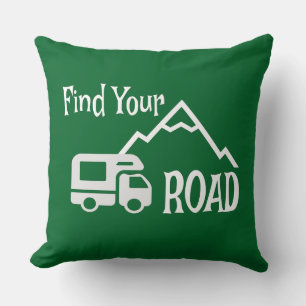 Travel Camping RV Find Your Road Throw Pillow