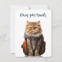 Travel Cat Bon Voyage Card