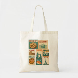 Travel Cities Vintage Postage Stamp Aesthetic  Tote Bag