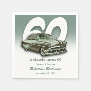 Travel Classic Green Car Turns 60th Birthday Napkin
