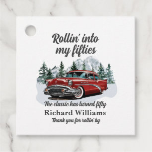 Travel Classic Retro Car Rolling 50th Birthday Favour Tags