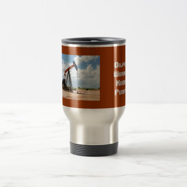 Travel coffee mug - Pump jack (Center)