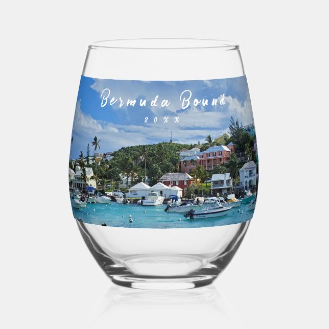 Travel Commemorative Island Life Stemless Wine Glass (Front)
