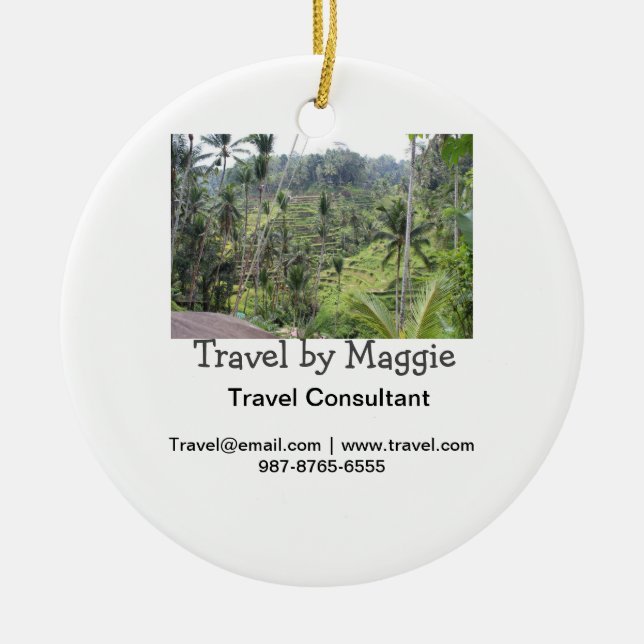 Travel consultant company add name email websphone ceramic ornament (Front)