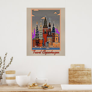 Travel Copenhagen, Denmark Poster