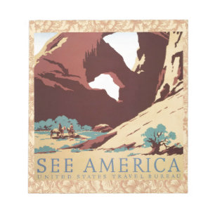 Travel Desert Rock Canyon Arch America art poster Notepad