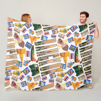 Travel Destination Bangkok Pattern Fleece Blanket