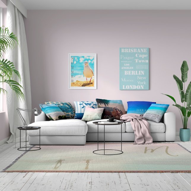 Travel Destinations Personal Blue White Modern Canvas Print (Creator Uploaded)