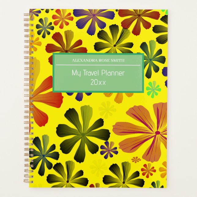 Travel Diary Cute Retro Floral Travelling   Planner (Front)