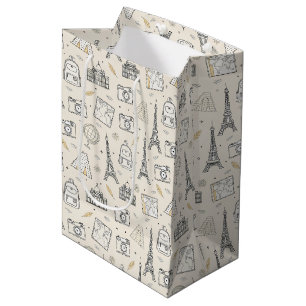 Travel Doodle Seamless Pattern Medium Gift Bag