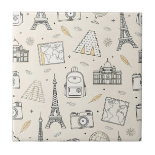 Travel Doodle Seamless Pattern Tile