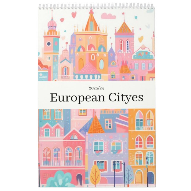 Travel Europe Pink Girly Calendar (Cover)