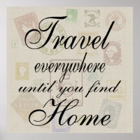 Travel Everywhere - Poster de timbre Vintage