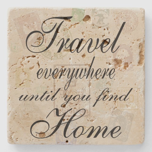 Travel Everywhere stone tile Coaster (Front)
