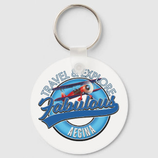 travel explore fabulous Aegina logo Keychain