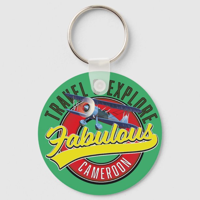 Travel & Explore Fabulous Cameroon logo Keychain (Front)