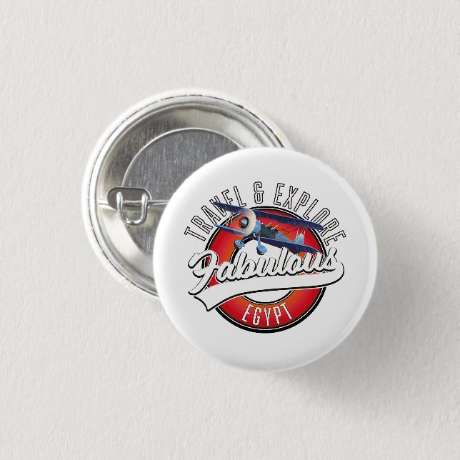 Travel explore fabulous Egypt logo. 1 Inch Round Button (Front & Back)