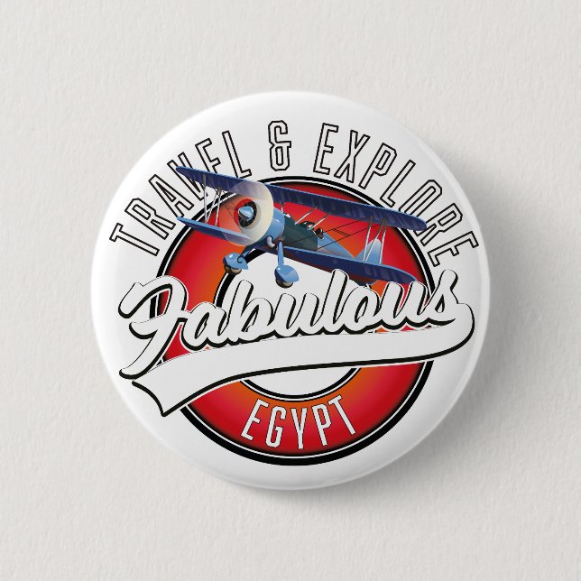 Travel explore fabulous Egypt logo. 2 Inch Round Button (Front)